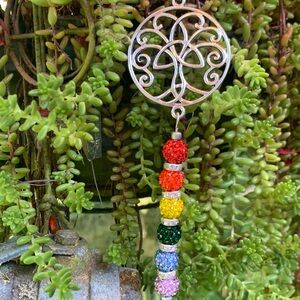 Artisan Sparkling Red Orange Yellow Green Blue Purple Dangle Rainbow Ornament